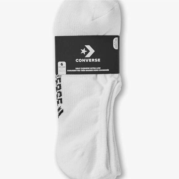 Converse Half Cushion Ultra Low 6-PK Socks- White - Picture 1 of 8